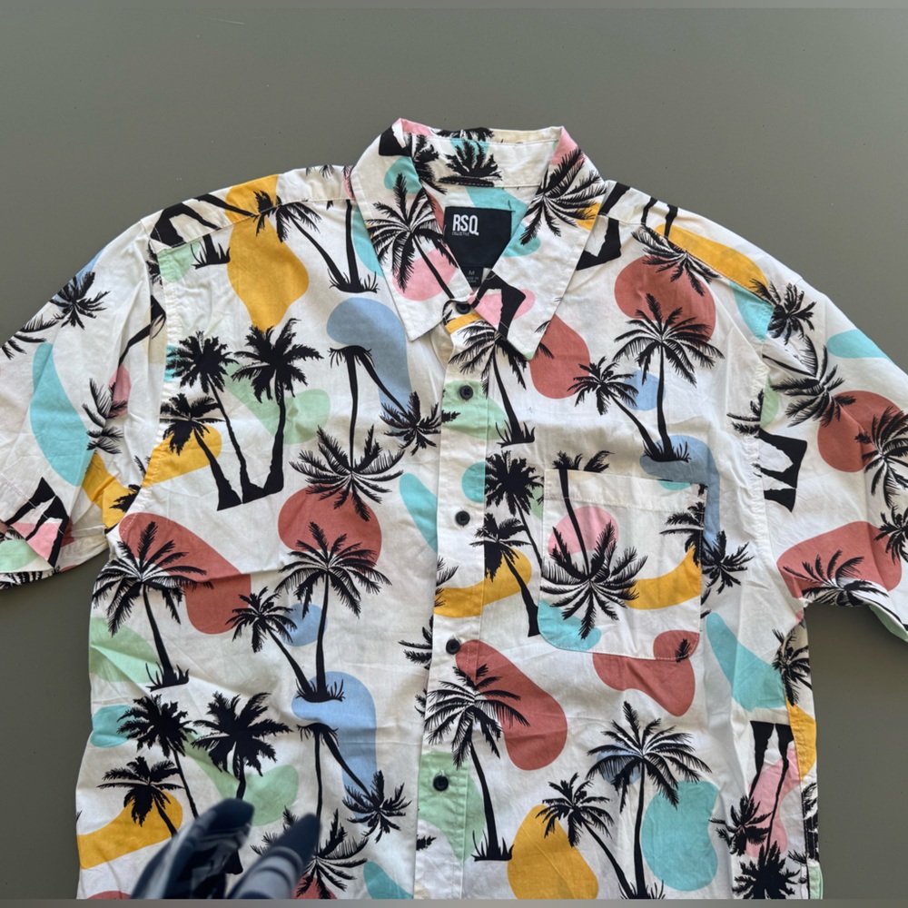 RSQ Tropical Print Button-Up Shirt